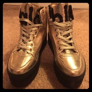 Gold platform sneakers
